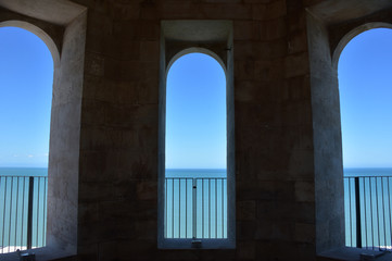 Italy, Puglia, Cathedral of Trani, a messenger monument of a UNESCO culture of peace, is a splendid example of Apulian Romanesque architecture. Panorama from the bell tower.