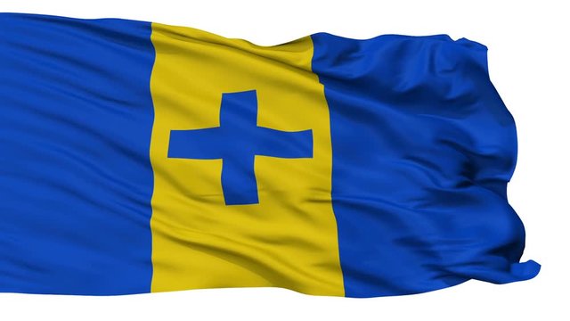 Baarn flag, city of Netherlands, realistic animation isolated on white seamless loop - 10 seconds long (alpha channel is included)