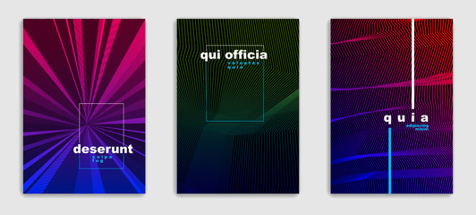 Art linear vector minimalistic trendy brochure designs set, cover templates, geometric halftone gradient. For Banners, Placards, Posters, Flyers. Perfect and unlike, pattern texture.
