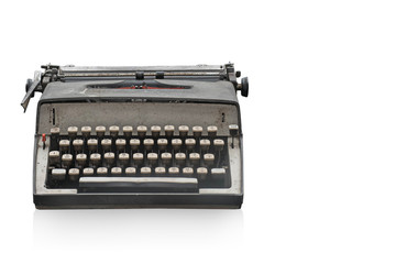 front view Di cut old Typewriter on white background,object,copy space