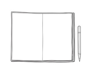 notebook and pencil line art hand drawn layout template vector illustration