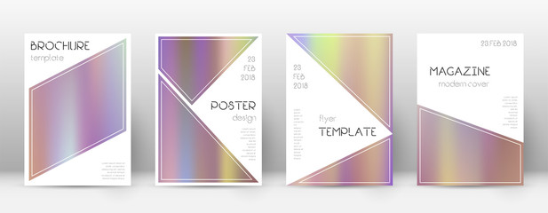 Flyer layout. Triangle tempting template for Brochure, Annual Report, Magazine, Poster, Corporate Presentation, Portfolio, Flyer. Beautiful bright hologram cover page.
