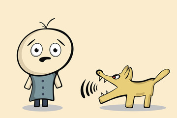 The barking dog and man