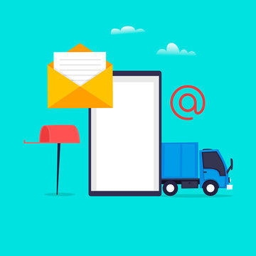Mail, Internet, message. Flat design vector illustration.