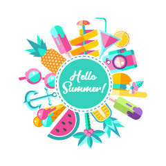 Hello summer. Vector illustration.