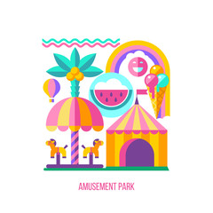 Obraz na płótnie Canvas Amusement Park, rides. Vector illustration.