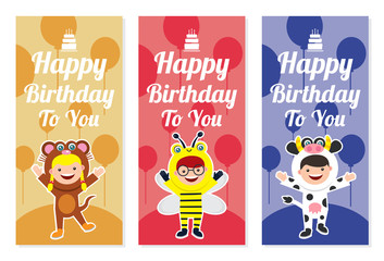 birthday banner with kids in animal costume