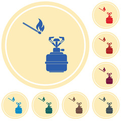 Camping stove icon vector