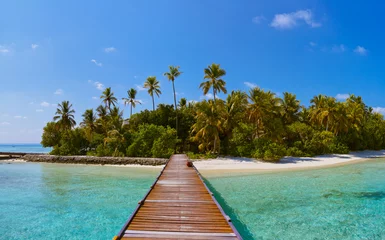 Deurstickers Tropisch strand Tropisch eiland op de Malediven