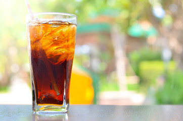 Cola in glass on holliday time