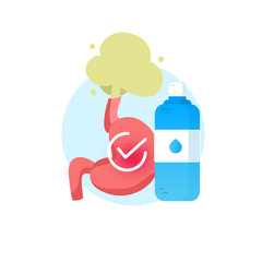 Vector realistic human stomach icon with water