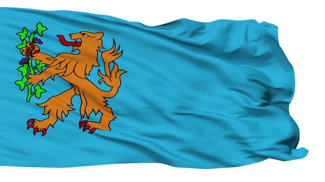 Brummen flag, city of Netherlands, realistic animation isolated on white seamless loop - 10 seconds long (alpha channel is included)