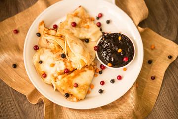 Berries with pancakes