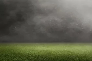 Foto op Plexiglas Voetbal Voetbalveld met groen gras