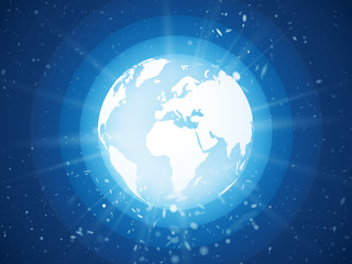 internet concept of global business, blue planet earth with starburst