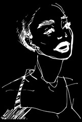  sketch of a beautiful girl with open mouth.