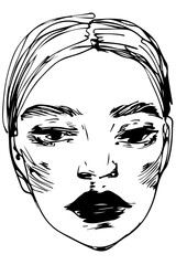 vector sketch beautiful girl