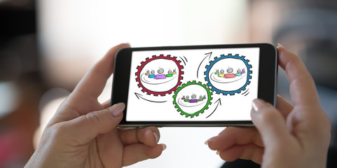 Partnership concept on a smartphone