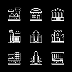 Fototapeta premium Set line icons of buildings