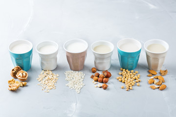 Assortment of organic vegan non diary milk