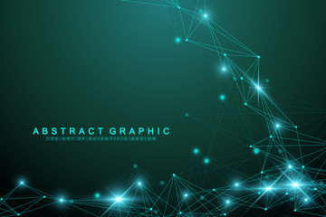 Geometric abstract background with connected line and dots. Graphic background for your design. Vector illustration.