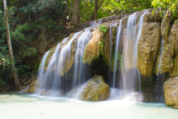 2rd Floor Erawan water fall. day time. Kanchanaburi Thailand