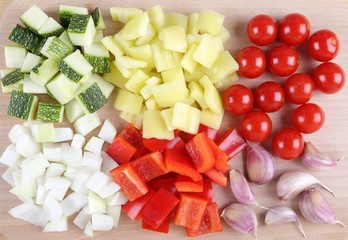 Diced vegetables.