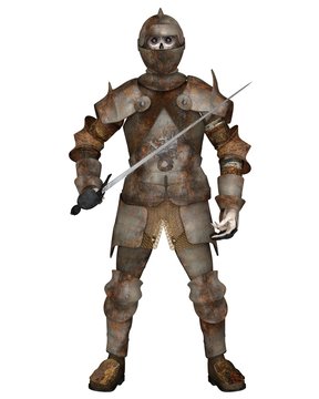 Undead Zombie Knight with Rusty Armour and Sword - fantasy illustration