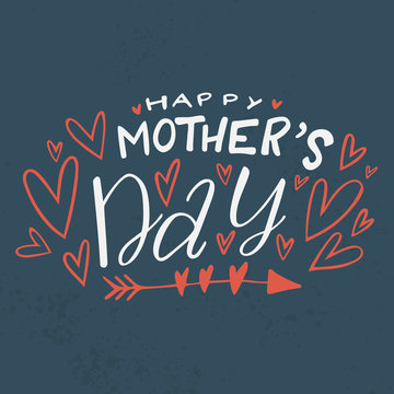 Happy Mother's Day lettering and hearts