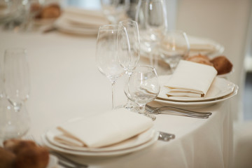 table setting in the restaurant
