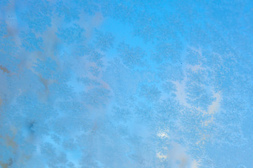Fototapeta na wymiar blue frozen car window textured
