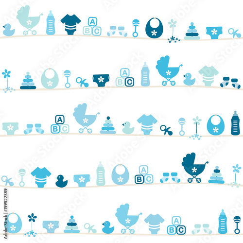 "Seamless Baby Symbols Boy Pattern" Stockfotos und lizenzfreie Vektoren