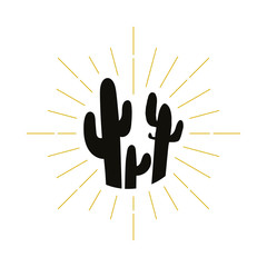 Retro cactus silhouette logo