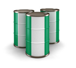 Oil barrel with flag of Nigeria. Image with clipping path