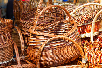 Wicker baskets made of straw