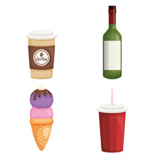 drinks beverage set icons vector illustration design