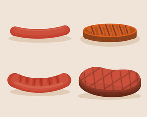 set grill meats icon vector illustration design