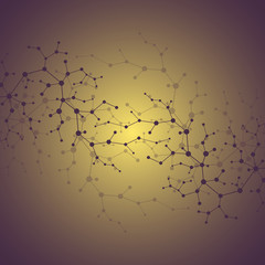 Molecules concept of neurons and nervous system. Scientific medical research. Molecular structure with particles. Science and technology background for banner or flyer. Eps 10 vector illustration.