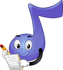 Mascot Music Note Song Writing Illustration