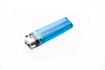 Blue plastic disposable cigarette lighter
