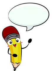 Mascot Pencil Speech Bubble Illustration