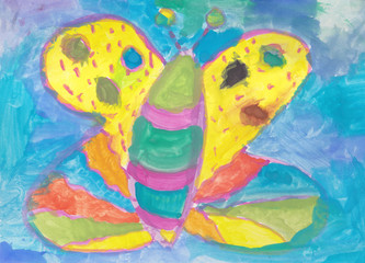 Bunter selbt gemalter Schmetterling 