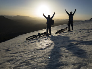 Fototapeta premium cycle by bicycle and sunrise time