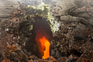 Lava flow near active volcano Tolbachik, Kamchatka, Russia