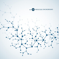 Molecules concept of neurons and nervous system. Scientific medical research. Molecular structure with particles. Science and technology background for banner or flyer. Eps 10 vector illustration.