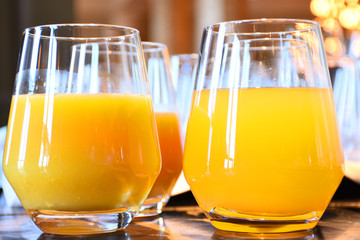 Fresh orange juice in the glass