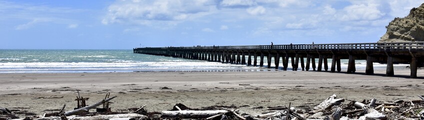 Fototapeta na wymiar Tolaga Bay Wharf, New Zealand's longest pier
