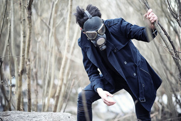 The guy in the coat and gas mask. Post-apocalyptic portrait of A