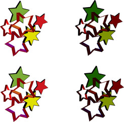 Obraz premium vector 3d de forma cuadrada con patrón de cuatro grupos de estrellas con diferentes tamaños y formas
