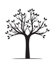 Black naked Tree with Roots. Vector Illustration and graphic element.